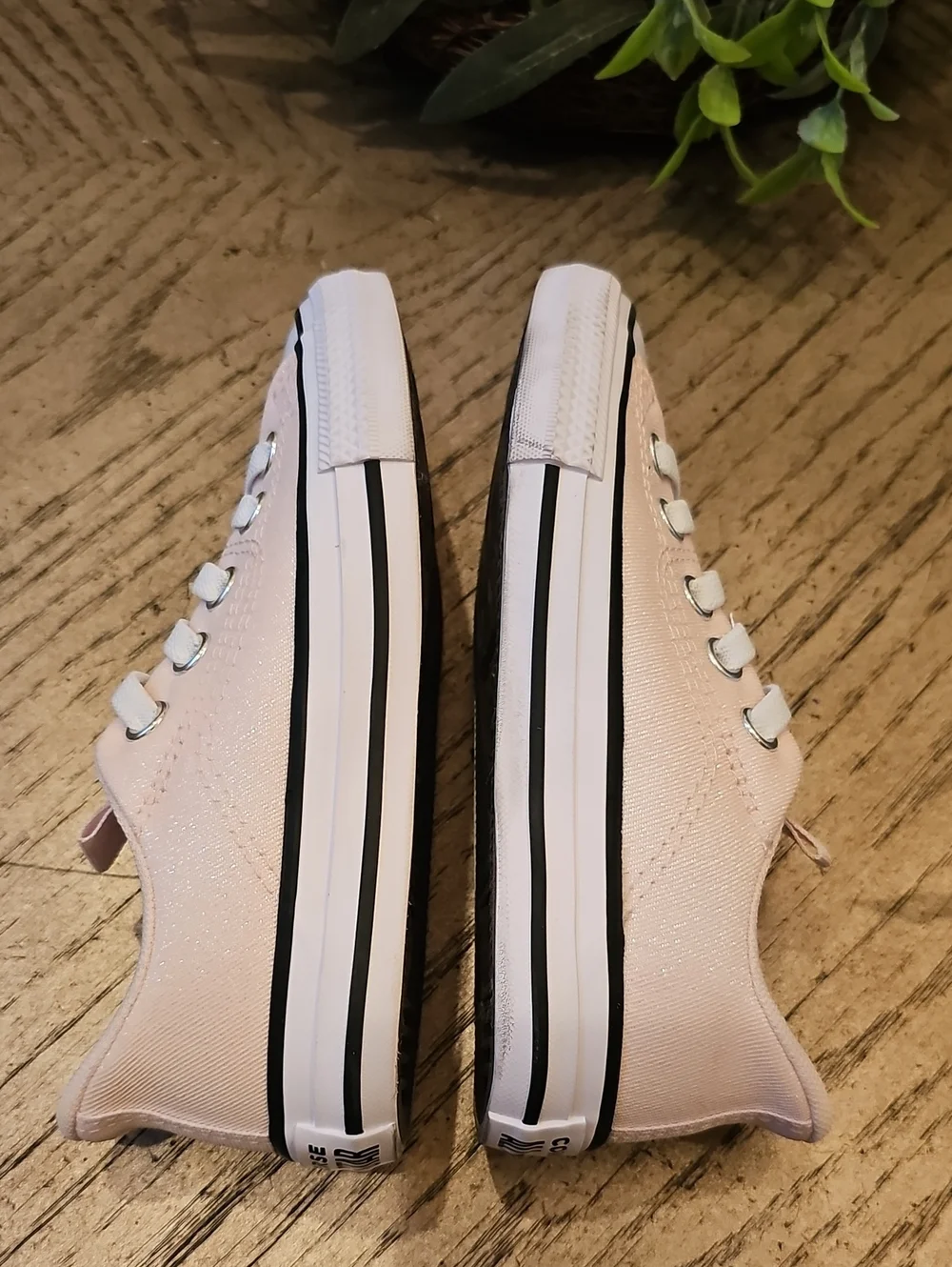 Converse Pink Shimmer Slip On Sneakers Size 12 NWOT